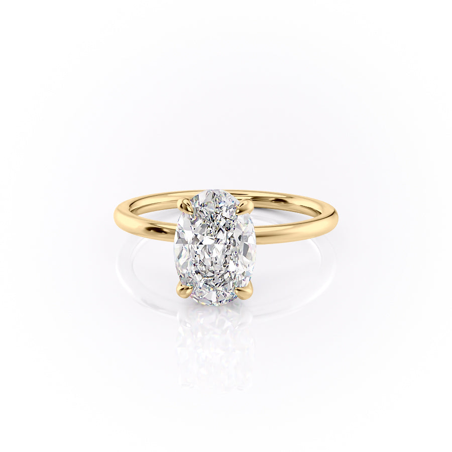 Timeless Oval 2.09 Carat VVS1 Lab-Grown Hidden Halo Engagement Ring in 18K Yellow Gold Left View
