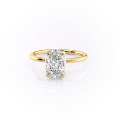 Timeless Oval 2.09 Carat VVS1 Lab-Grown Hidden Halo Engagement Ring in 18K Yellow Gold Left View