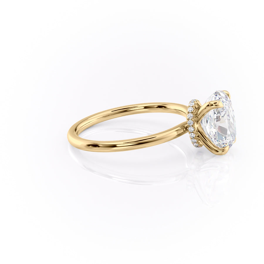 Timeless Oval 2.09 Carat VVS1 Lab-Grown Hidden Halo Engagement Ring in 18K Yellow Gold Right Side View