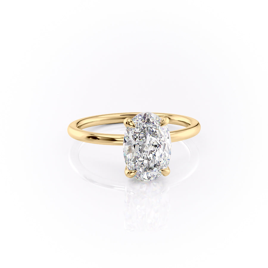 Timeless Oval 2.09 Carat VVS1 Lab-Grown Hidden Halo Engagement Ring in 18K Yellow Gold Right View