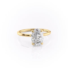 Timeless Oval 2.09 Carat VVS1 Lab-Grown Hidden Halo Engagement Ring in 18K Yellow Gold Right View