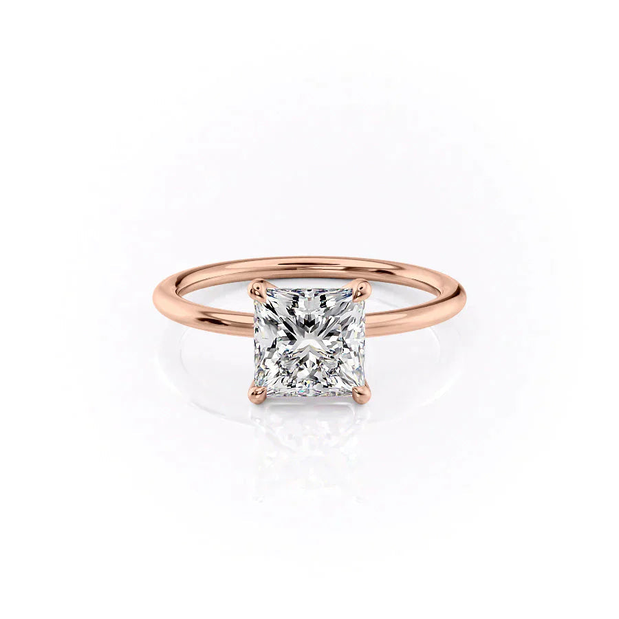Timeless Princess 2.07 Carat VVS1 Lab-Grown Solitaire Engagement Ring in 18K Rose Gold Front View