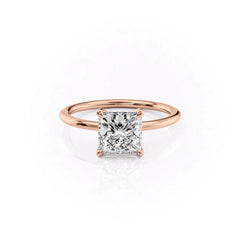 Timeless Princess 2.07 Carat VVS1 Lab-Grown Solitaire Engagement Ring in 18K Rose Gold Front View