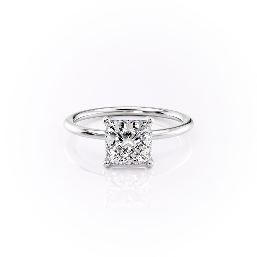 Timeless Princess 2.07 Carat VVS1 Lab-Grown Solitaire Engagement Ring in 18K White Gold Front View