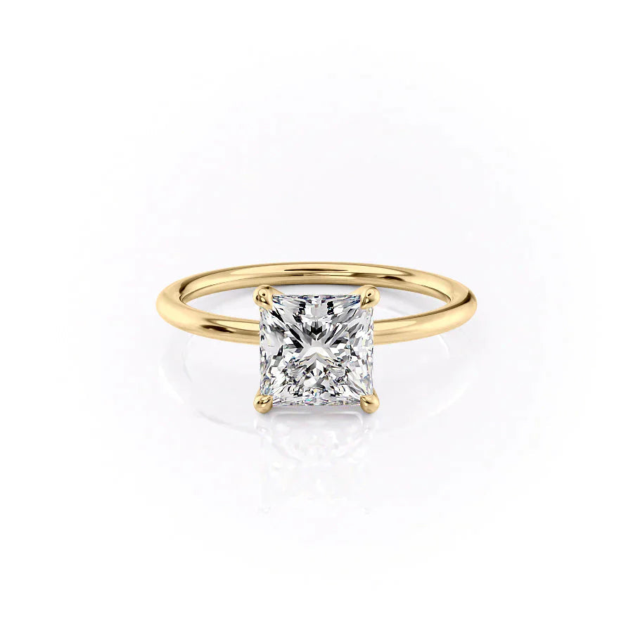 Timeless Princess 2.07 Carat VVS1 Lab-Grown Solitaire Engagement Ring in 18K Yellow Gold Front View