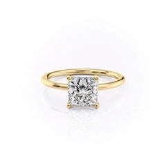 Timeless Princess 2.07 Carat VVS1 Lab-Grown Solitaire Engagement Ring in 18K Yellow Gold Front View