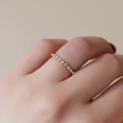 Timeless Sparkle VVS1 Lab-Grown Half-Eternity Wedding Ring in 18K Rose Gold Closeup View