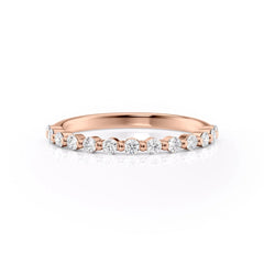 Timeless Sparkle VVS1 Lab-Grown Half-Eternity Wedding Ring in 18K Rose Gold Front View