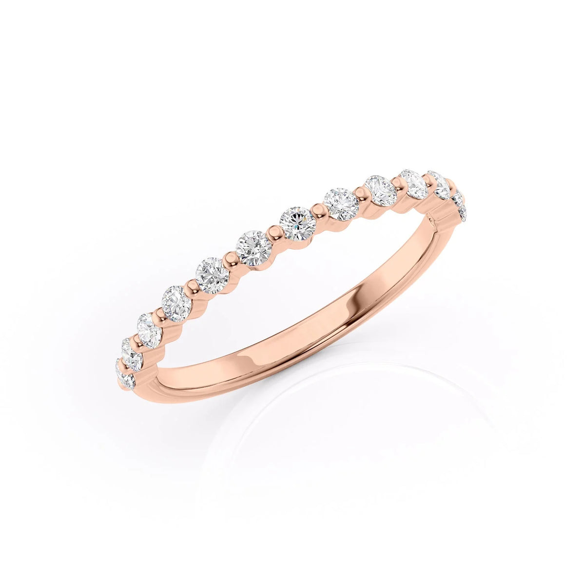 Timeless Sparkle VVS1 Lab-Grown Half-Eternity Wedding Ring in 18K Rose Gold Standing View