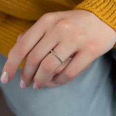 Timeless Sparkle VVS1 Lab-Grown Half-Eternity Wedding Ring in 18K White Gold Closeup Finger View