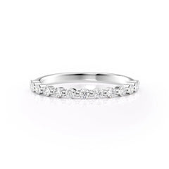 Timeless Sparkle VVS1 Lab-Grown Half-Eternity Wedding Ring in 18K White Gold Front View