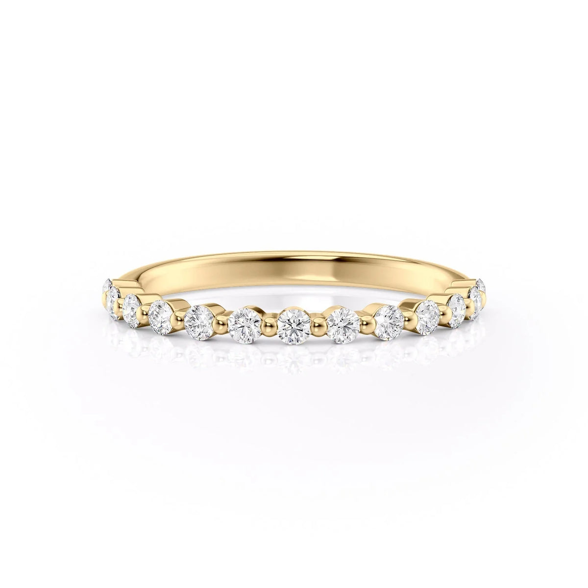 Timeless Sparkle VVS1 Lab-Grown Half-Eternity Wedding Ring in 18K Yellow Gold Front View