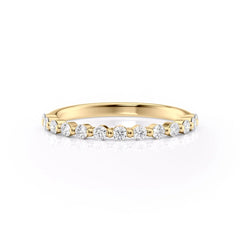 Timeless Sparkle VVS1 Lab-Grown Half-Eternity Wedding Ring in 18K Yellow Gold Front View