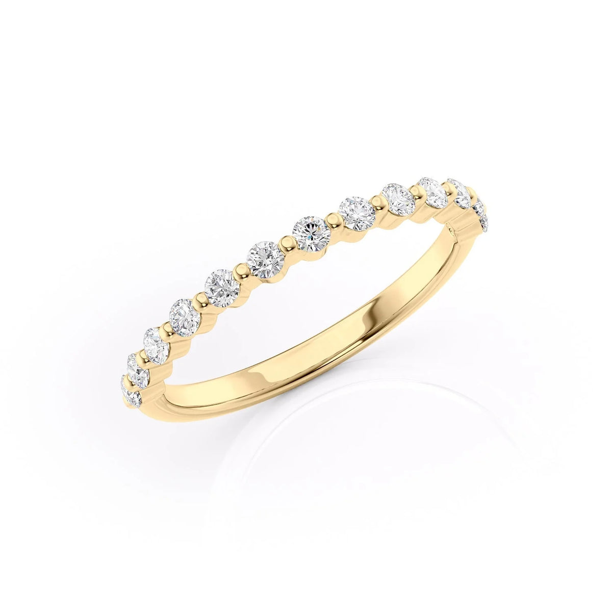 Timeless Sparkle VVS1 Lab-Grown Half-Eternity Wedding Ring in 18K Yellow Gold Standing View