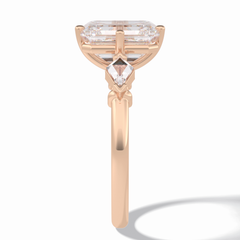 Trinity 3.71 Carat Emerald VS1 Lab-Grown Three Stone Engagement Ring in 18K Gold