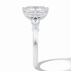 Trinity 3.71 Carat Emerald VS1 Lab-Grown Three Stone Engagement Ring in 18K Gold