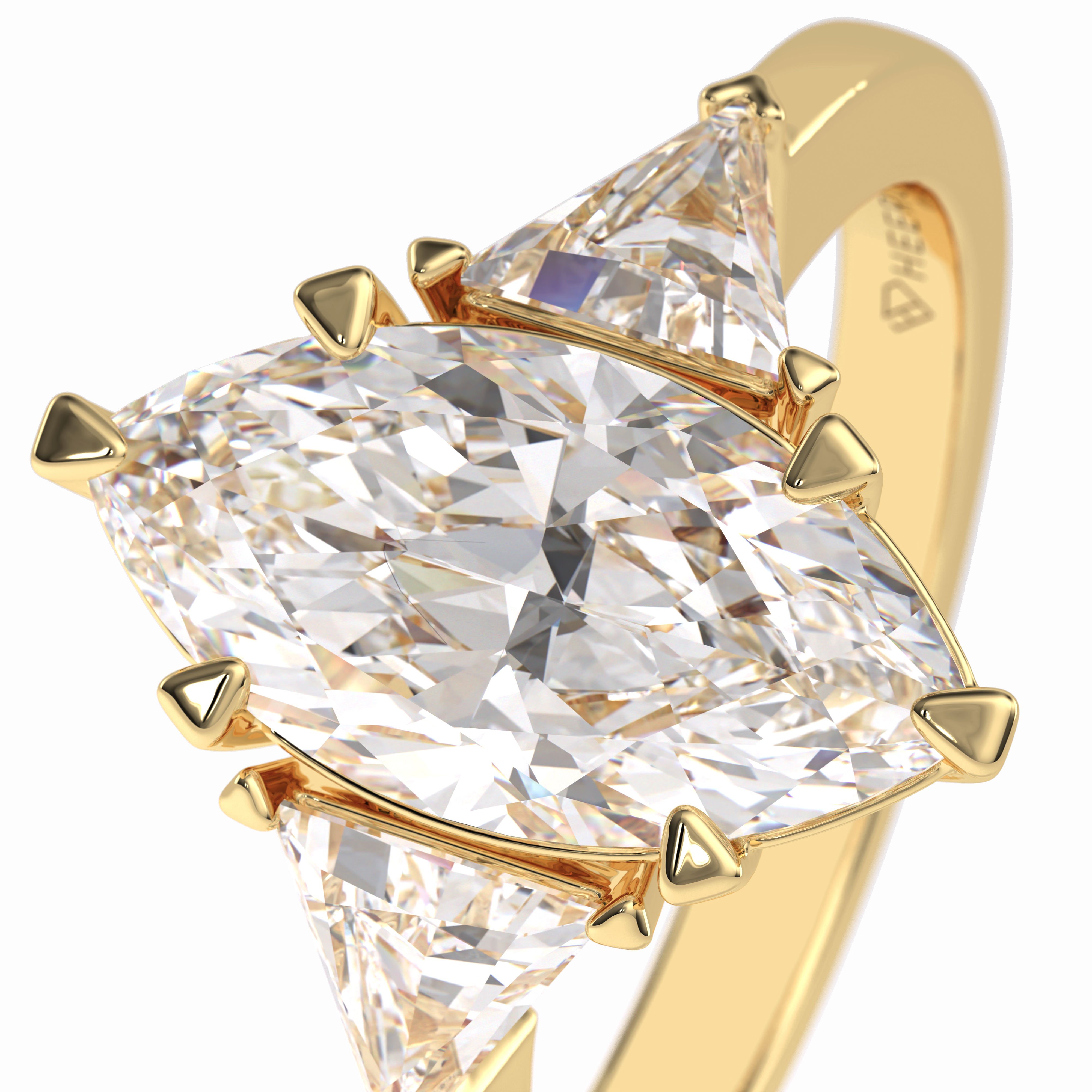 Trinity 1.79 Carat Marquise VS1 Lab-Grown Three Stone Engagement Ring in 18k Gold