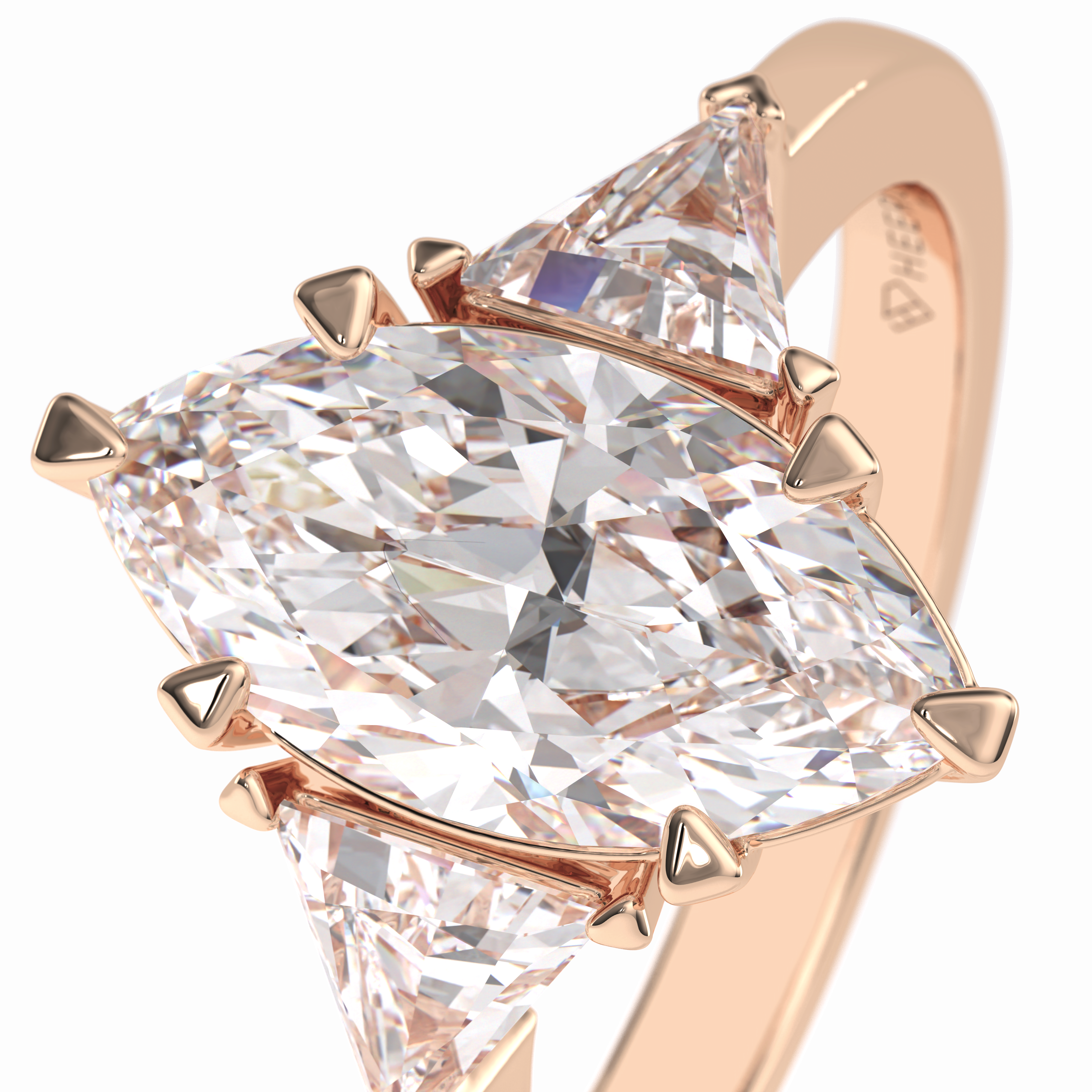 Trinity 1.79 Carat Marquise VS1 Lab-Grown Three Stone Engagement Ring in 18k Gold