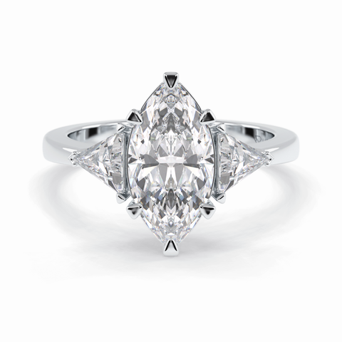 Trinity 1.79 Carat Marquise VS1 Lab-Grown Three Stone Engagement Ring in 18k Gold