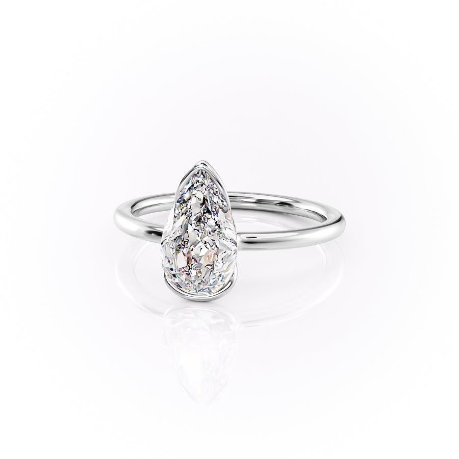 Vintage 2.07 Carat VVS Lab‑Grown Pear Solitaire Engagement Ring in 18K White Gold Front View