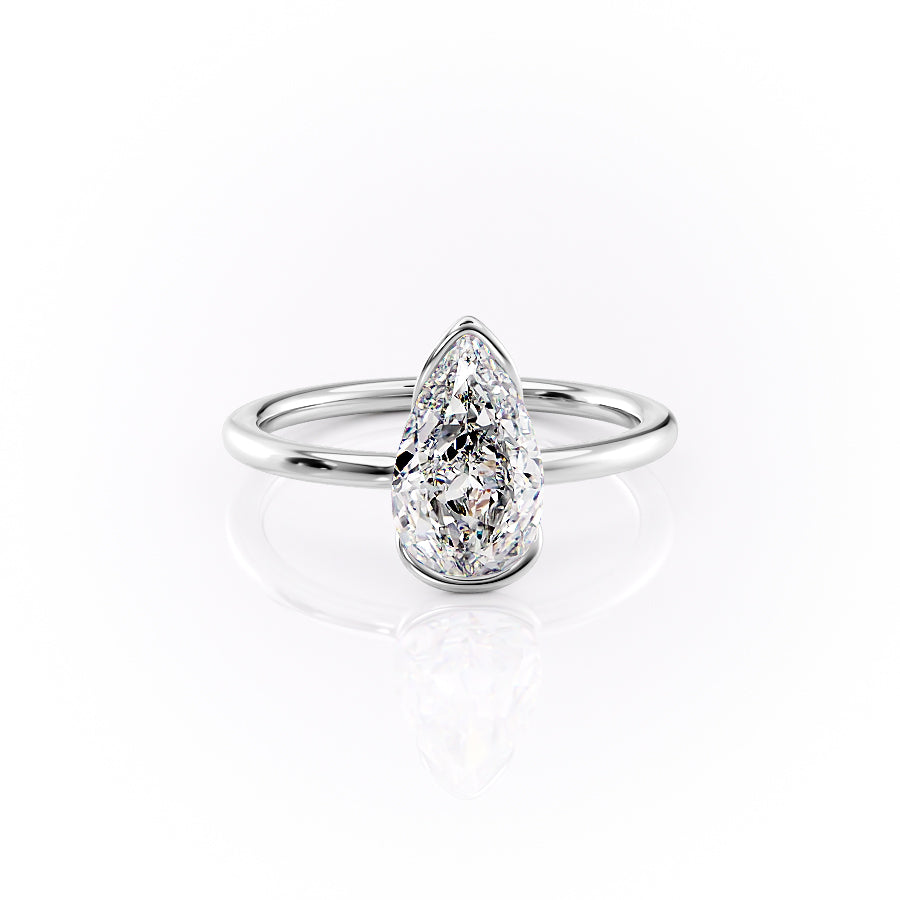 Vintage 2.07 Carat VVS Lab‑Grown Pear Solitaire Engagement Ring in 18K White Gold Front View