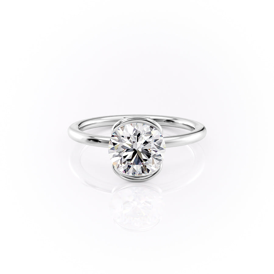 Vintage 2 Carat VVS1 Lab-Grown Round Solitaire Engagement Ring in 18K White Gold Front Side View
