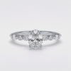 Rosette 1 Carat Oval VS1 Lab-Grown Solitaire with Accents Engagement Ring in 18k Gold