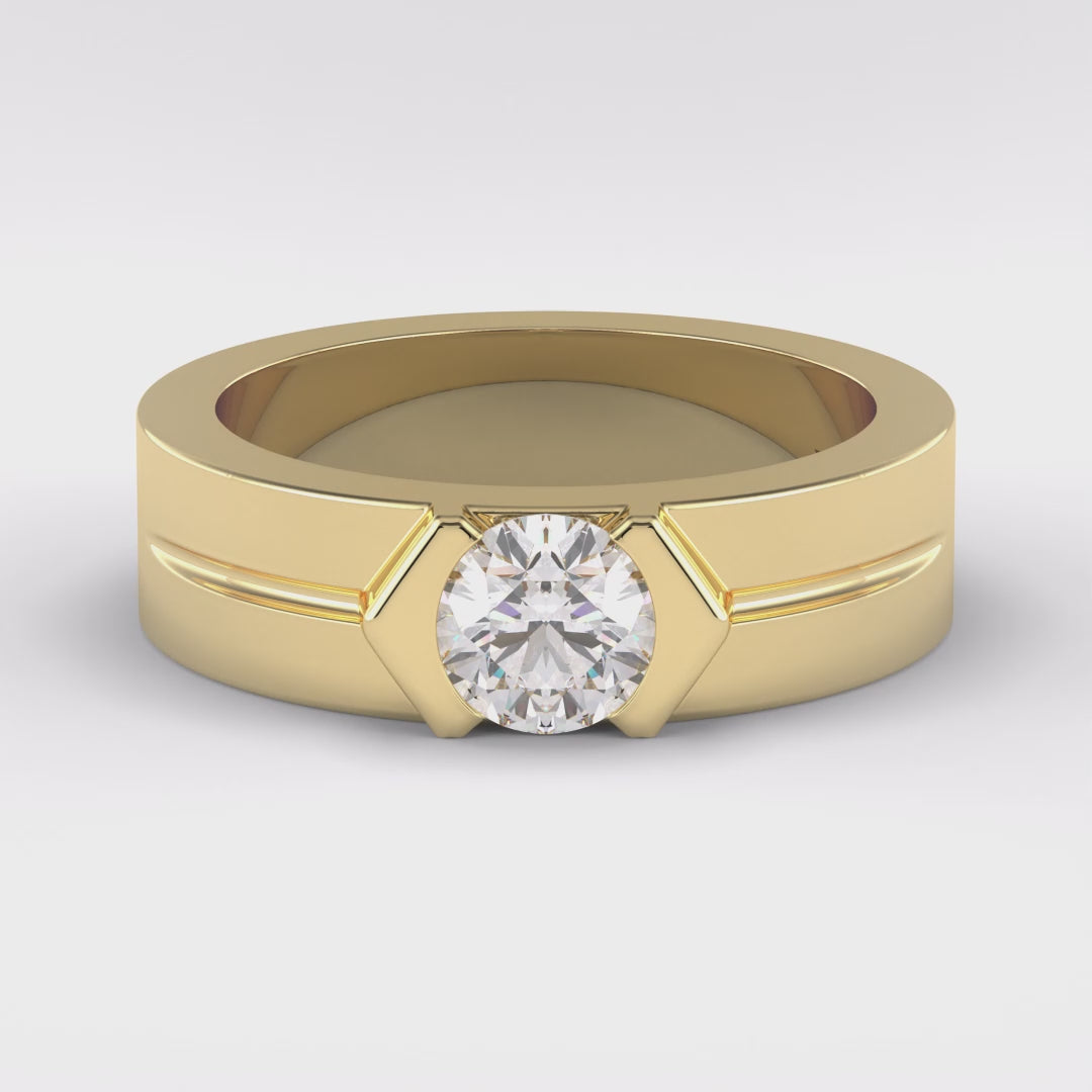 Monarch 0.59 Carat Round VS1 Lab-Grown Solitaire Engagement Ring in 18K Gold