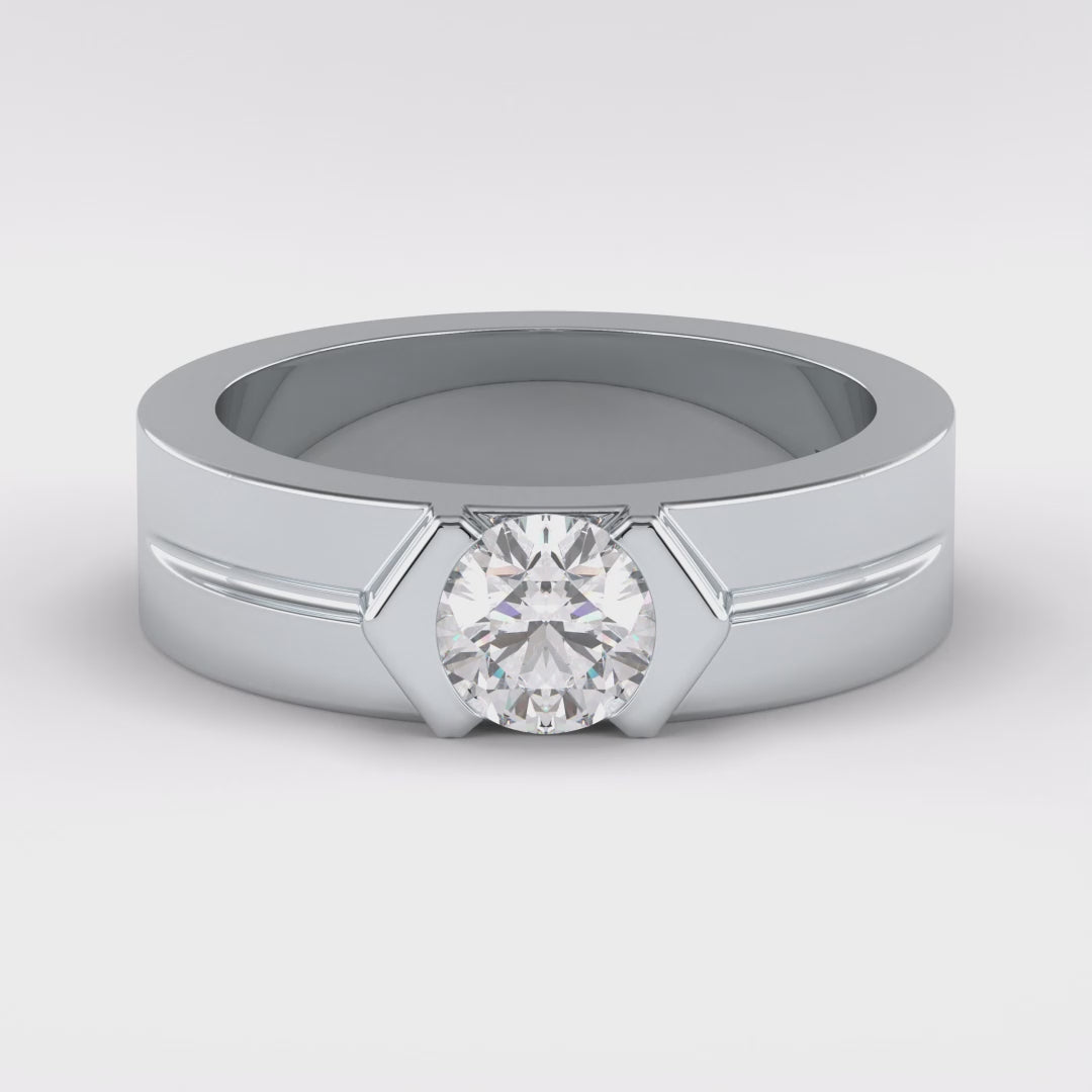 Monarch 0.59 Carat Round VS1 Lab-Grown Solitaire Engagement Ring in 18K Gold